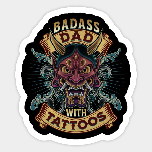 Badass Dad with Tattoos Sticker by danielcolumna_art